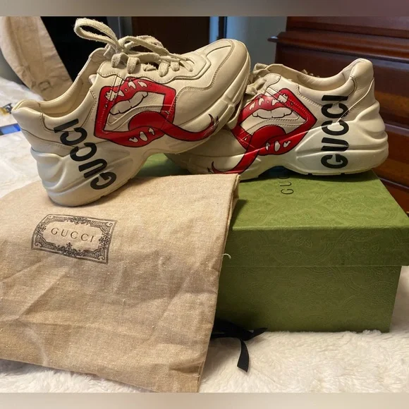 Gucci GG Rhyton leather trainers, OG Box , Dust Bag, OG Receipt , COA W/Serial # Gucci GG Rhyton 100 Beige Monogram Sneaker Men main image 3